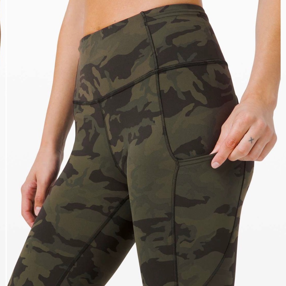 Lululemon Fast & Free leggings Camo Gator Green 4